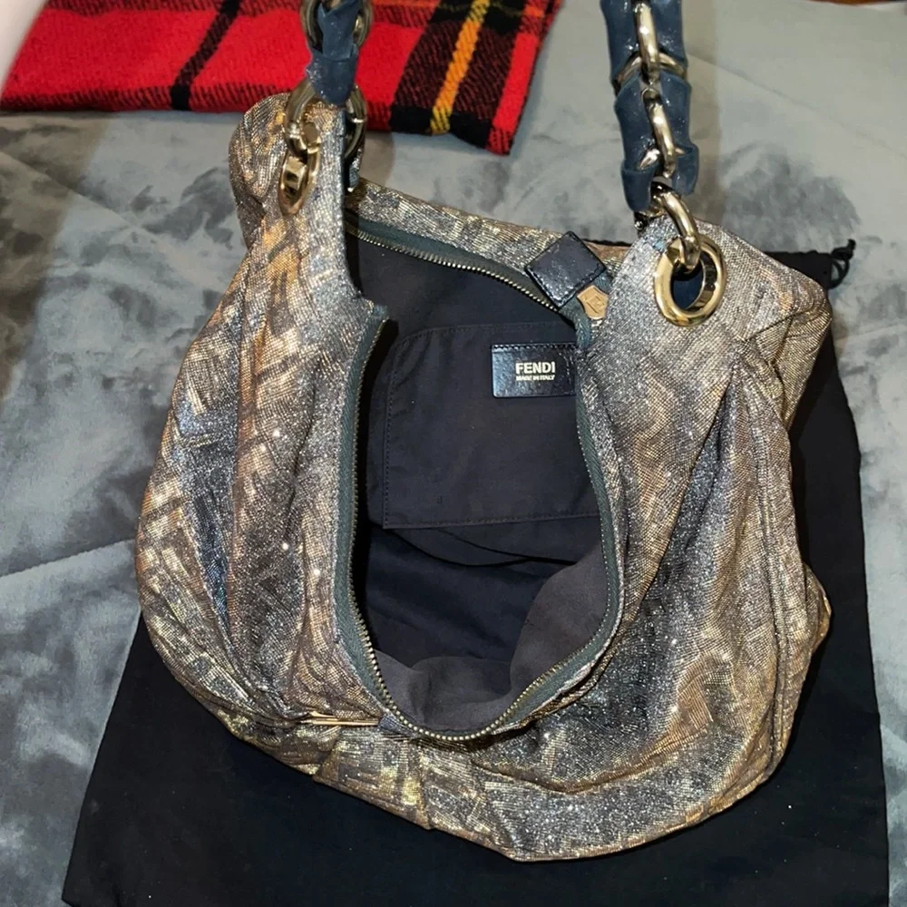 ❌ SOLD❌ FENDI ZUCCA MIA HOBO WITH GLITTER pristine condition *RARE FIND* Gorgeou - Picture 15 of 16